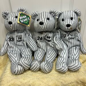 Set of 3 Bamm Beano's Bears 1998 Striped White